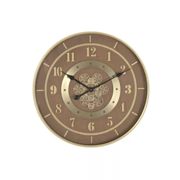 Reloj pared hierro cristal 59x8x59 dorado