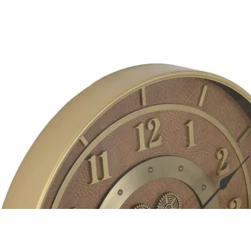Reloj pared hierro cristal 59x8x59 dorado