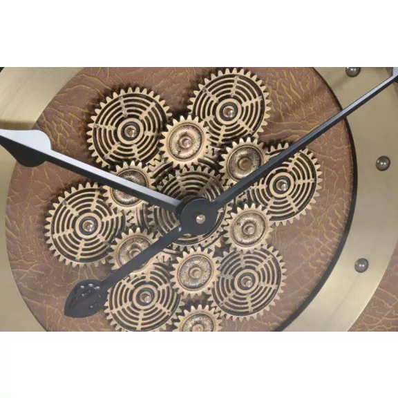 Reloj pared hierro cristal 59x8x59 dorado