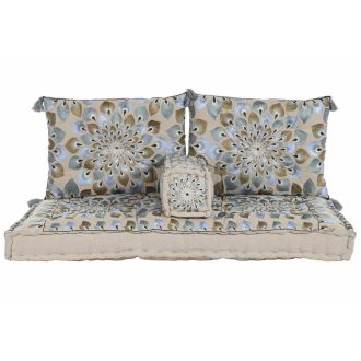 Fotel szett 4db-os pamut 155x76x65 dupla kék