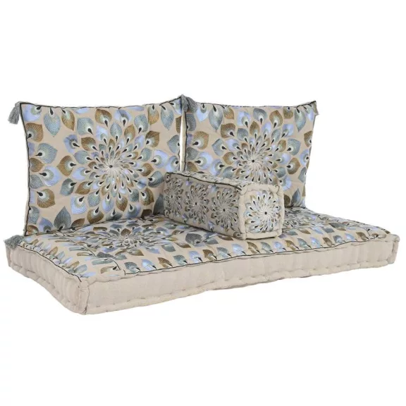 Fotel szett 4db-os pamut 155x76x65 dupla kék